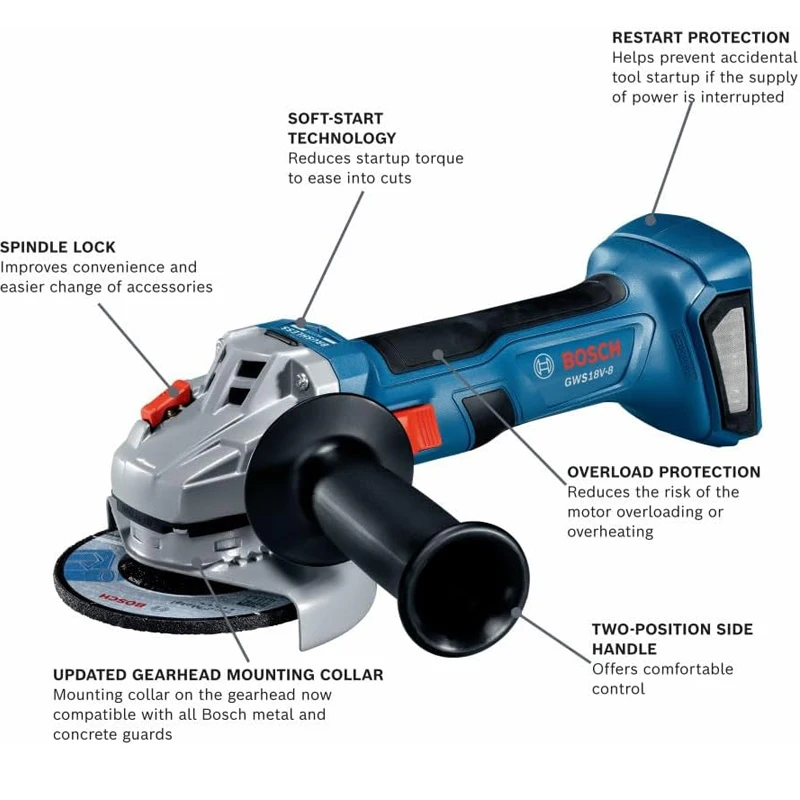 BOSCH GWS 18V-8 Cordless Angle - Brushless Angle Grinder Battery Powered 评论和价格