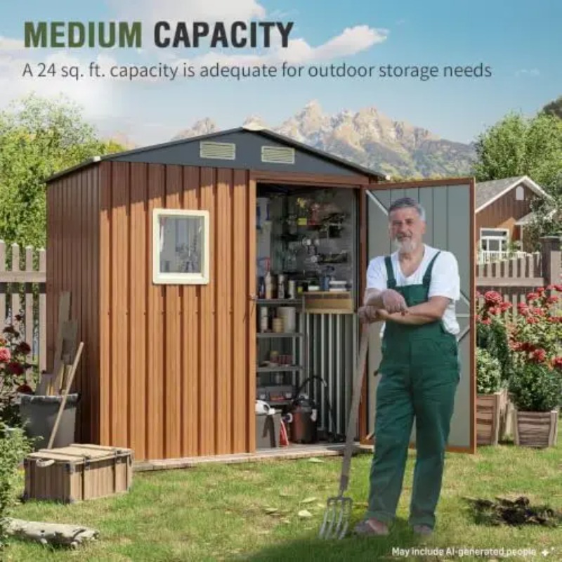 Outdoor Storage Shed 6x4 Ft, L - Garden Tools 评论和价格